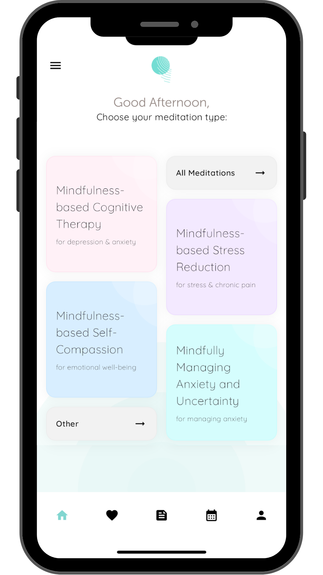 Mindfulness Meditation App Graphic showing The Centre for Mindfulness Studies App being viewed on a phone